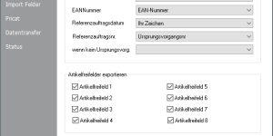EDI-Geschäftspartner Exporteinstellungen
