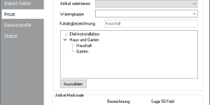 EDI-Geschäftspartner PriCat-Einstellungen