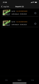 Picking App geparkte Aufträge